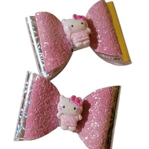 Hello Kitty Pink Glitter Hair Bow Set
